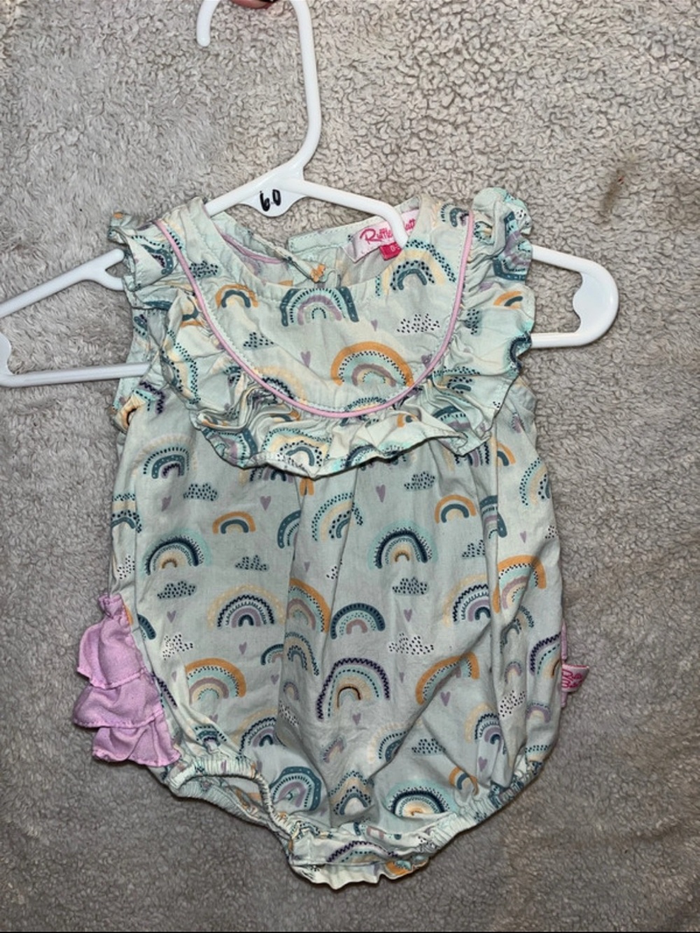 Ruffle Butts Mint Rainbow Ruffle Bubble Romper